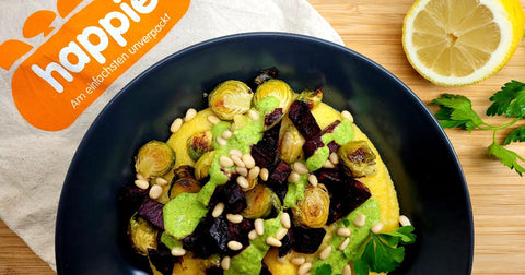Polenta with Brussels Sprouts and Beetroot